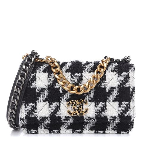 chanel 19 tweed woc|CHANEL Tweed Quilted Chanel 19 Wallet On Chain WOC Black .